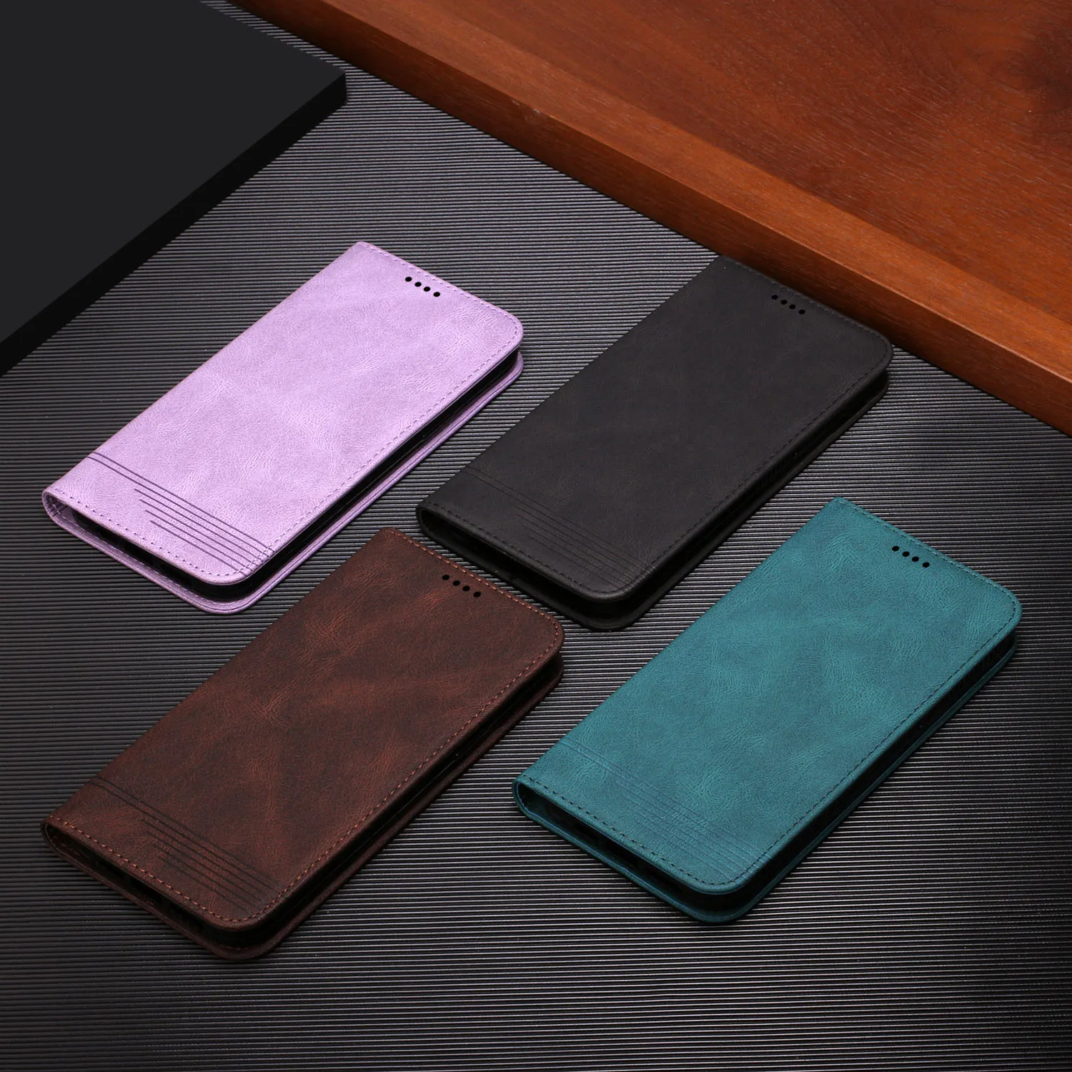 

For Oppo A52 A72 A92 A53 A54 A55 A73 A93 A94 2020 Realme 7 8 C12 C15 C25 Luxury PU Leather Magnetic Flip Wallet Phone Case Cover