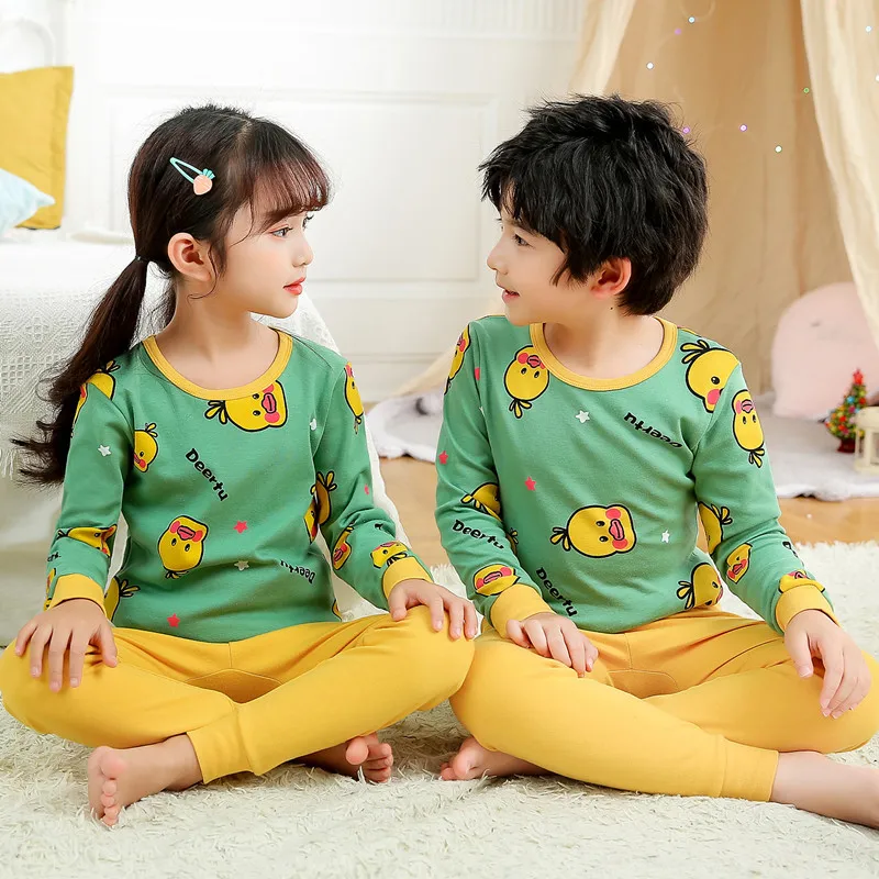 Girls' Autumn Pajamas Set children's pure cotton underwear baby home clothes children's autumn clothes and autumn pants 2-piece
