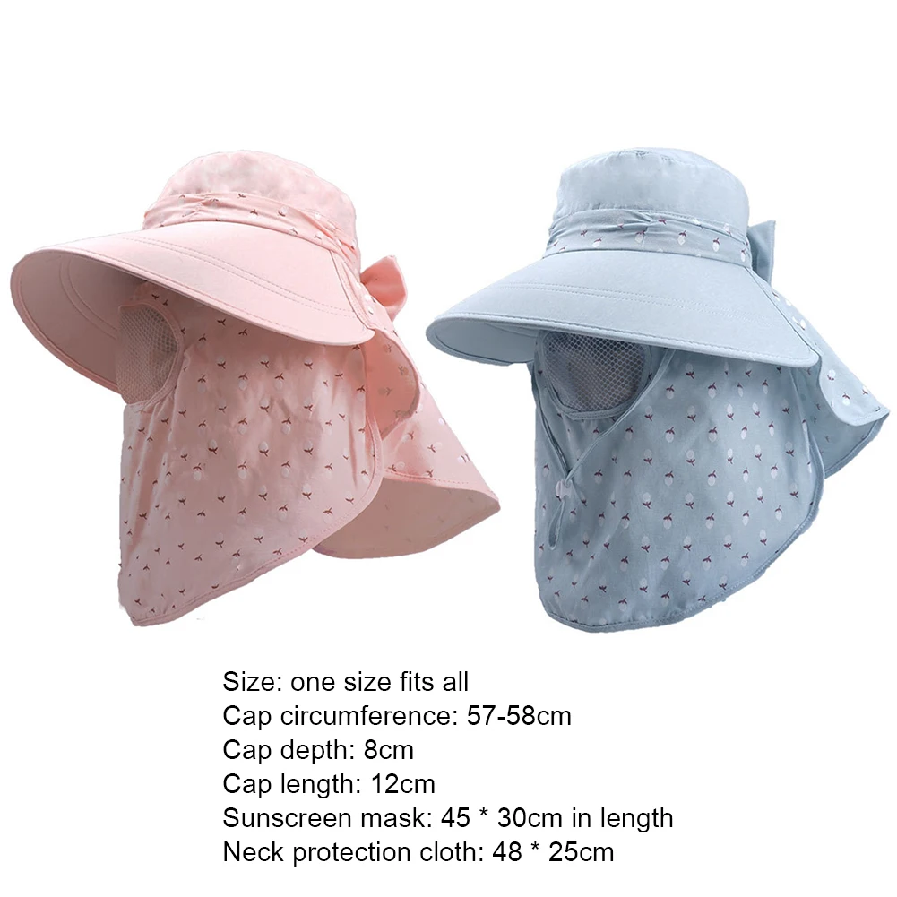 

Women Summer Outdoor Anti-UV Sun Hats Beach Print Neck Protection Wide Brim Cap Camping Portable Outdoor Elements