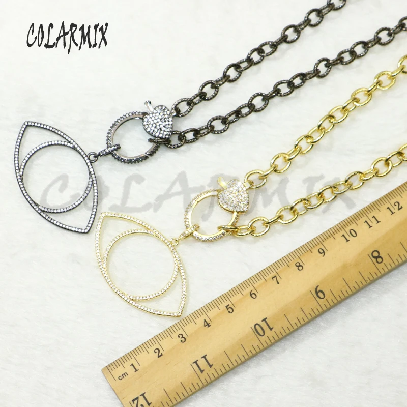 

2Pcs Zirconia Eyes pendant clasp pendant necklace pendant necklace Eyes shape metal Chain necklace 50507