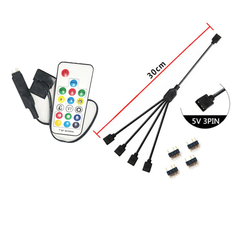 Комплект RGB освещения Molex 4P или SATA питание до 5В 3pin контроллер ARGB используется для