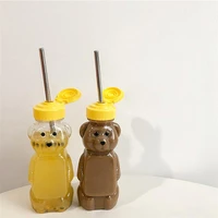12pcs 240ml plastic squeeze condiment bottles bear shape honey sauce mustard jam dispenser plastic bear honey bottle