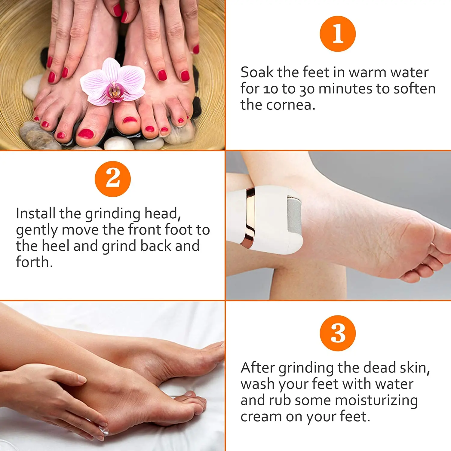

Callus Remover Electric, Waterproof USB Rechargeable Electric Foot File with 4 Rollers, Two Speeds Levels for Perfect Foot Care