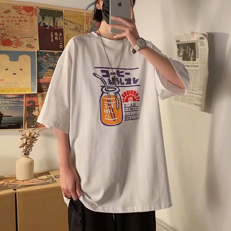 

2021 Summer New Short Sleeve Men's and Women's Loose Korean-Style Half Sleeve Top Ins Trendy Retro T-shirt