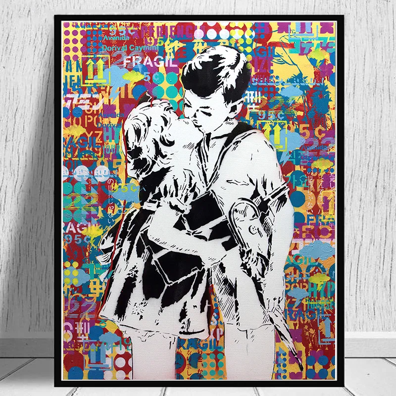 Бэнкси Граффити абстрактные картины на холсте искусство стены Плакаты принтами