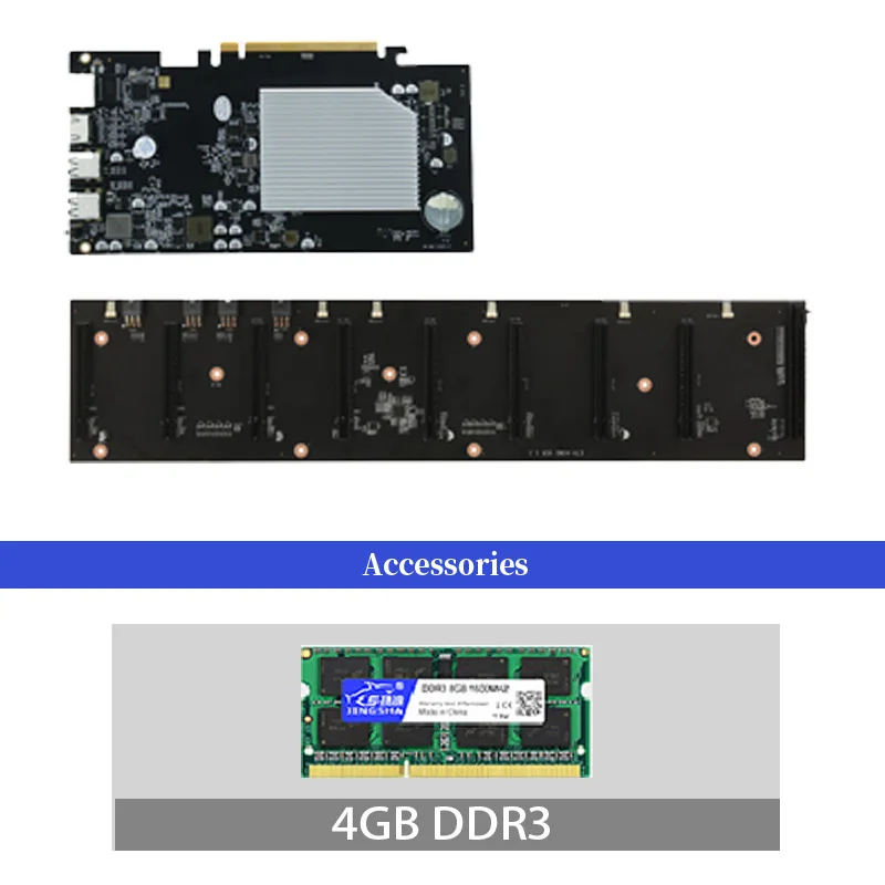 Набор материнской платы для майнинга ETH-HSW3 8 GPU (расстояние 67 мм) с 4 Гб DDR3 1600 МГц ОЗУ