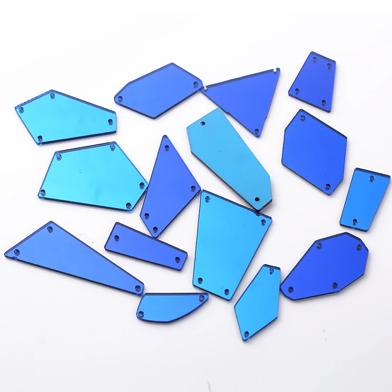 Mix Shape Blue RESEN формы смешивания Пластиковые акриловые зеркальные пришитые Стразы с отверстиями с плоской задней стороной кристалл акриловый камень для пришивания для сценического костюма - Цвет: Mix Shape Blue