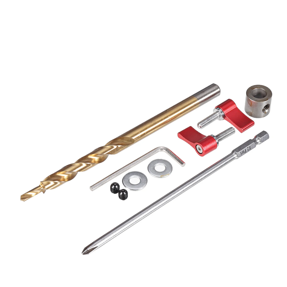 

Aluminum Alloy Pocket Hole Jig System Woodworking Drill Guide with Toggle Clamp 9.5mm Step Drill Bits