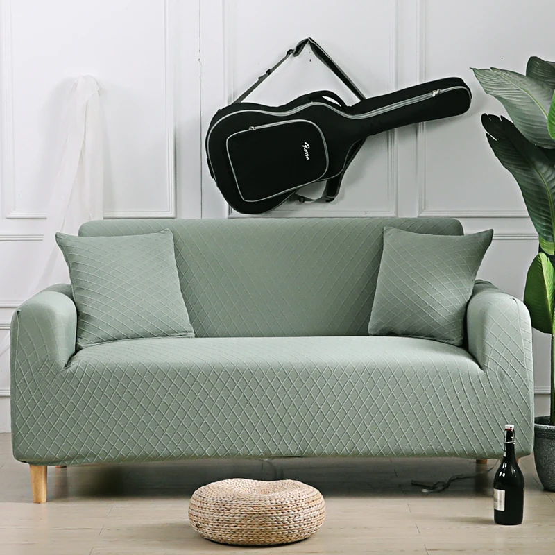 Sofa Cover Cotton Pink Solid Full with Armrest 2 Seater Couch H=living Room Decor Elastic Band | Дом и сад