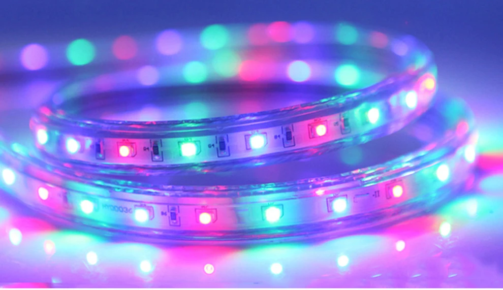 Гибкий светодиодный светильник с дистанционным управлением SMD 5050 RGB 220V 60 светодиодный/M IP67 16 цветов светодиодный светильник