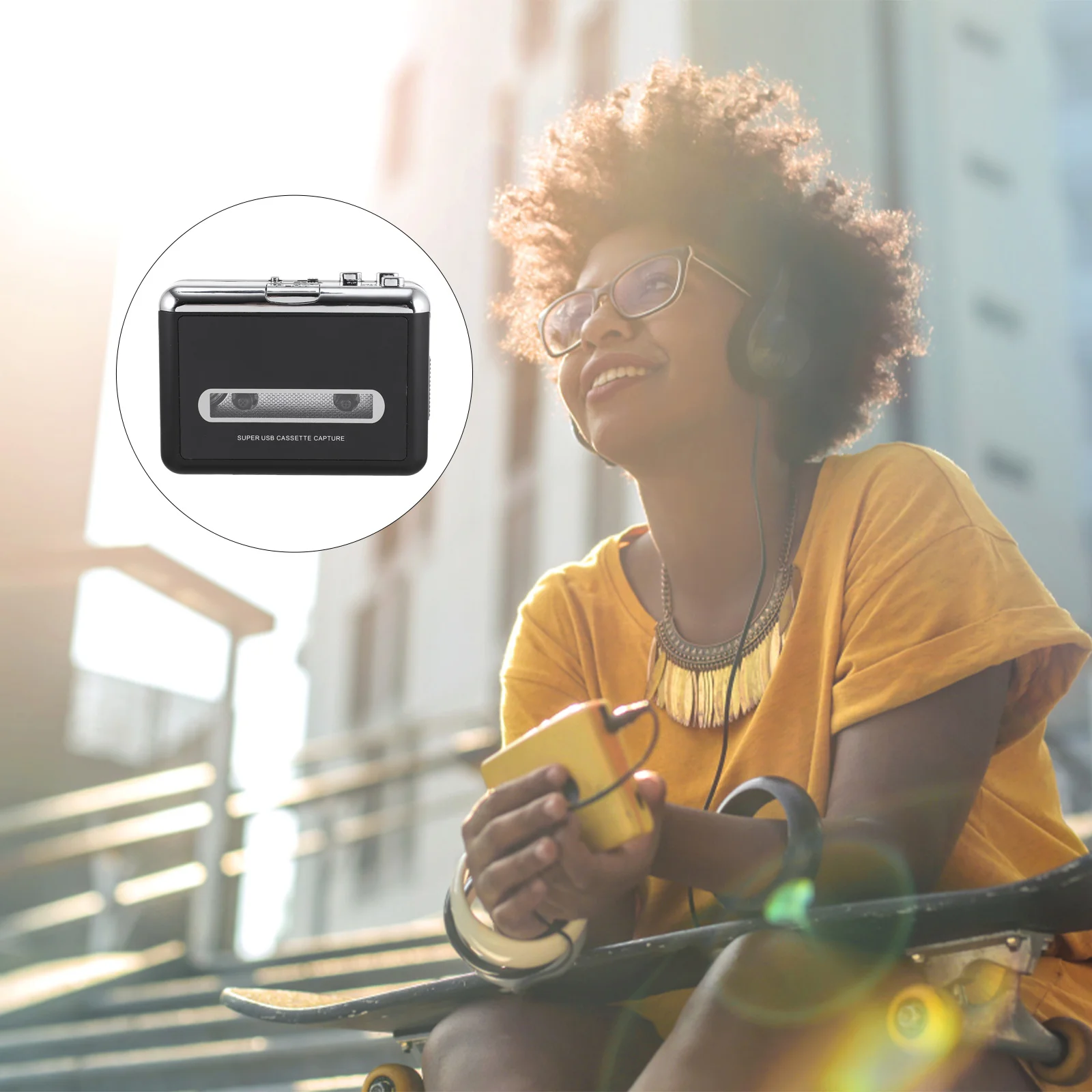

USB Cassette Player Detachable Speaker Cassette Tape to MP3 Converter Supply