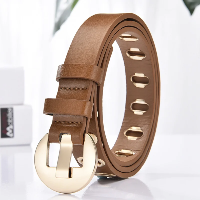 brown belt Кожаный Элитный брендовый ремень модные панк коричневые ремни для женщин джинсы Золотые женские дизайнерские высокого качества ceinture enfant Студенческие - Цвет: brown belt
