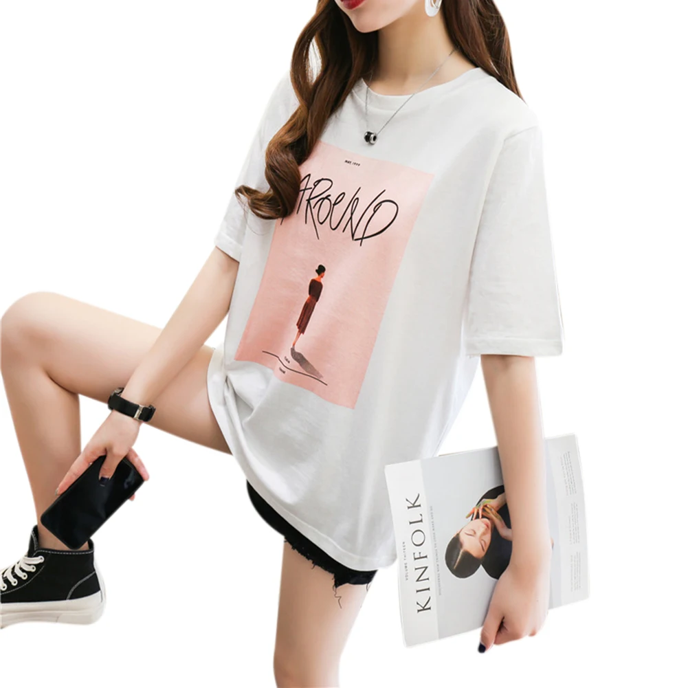

Women Wild Character Printed Short Sleeve Bottoming Top Summer Fashion Hip-hop Style Loose T-shirt