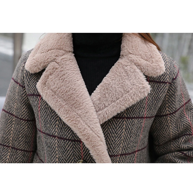 Женские осенне-зимние плотные парки в клетку женские куртки средней длины