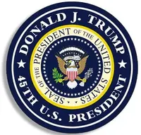American Vinyl Round Donald J Trump 45th US President Sticker (Seal pro Logo)