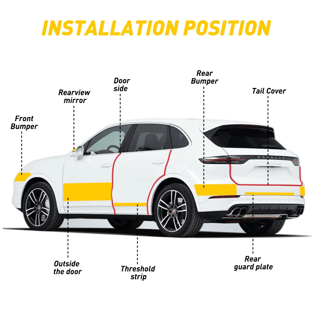 

5D Gloss Car Door Sill Protector Bumper Protector Carbon Fiber Car Wrap Film For VW Golf 4 5 6 7 GTI Passat B5 B6 B7 CC Beetle