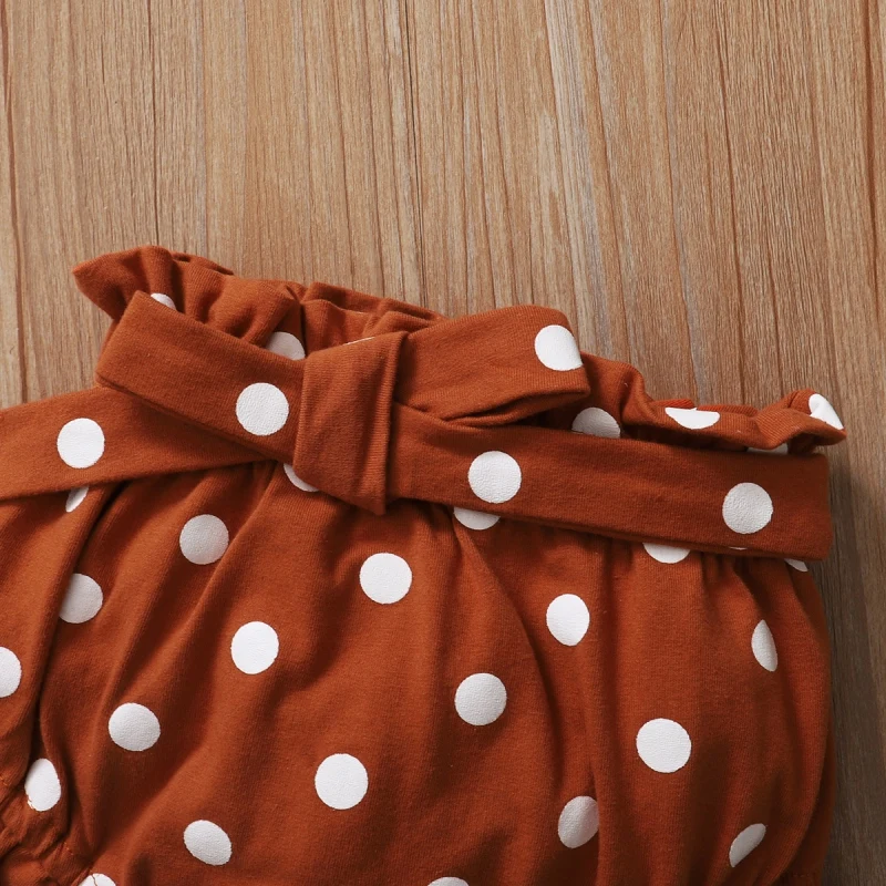 

Toddler Baby Letter Spot Printing Three Pieces Set Infant Girl O-neck Short Sleeve Bodysuit + Short Pants + Headband Set 0-18M