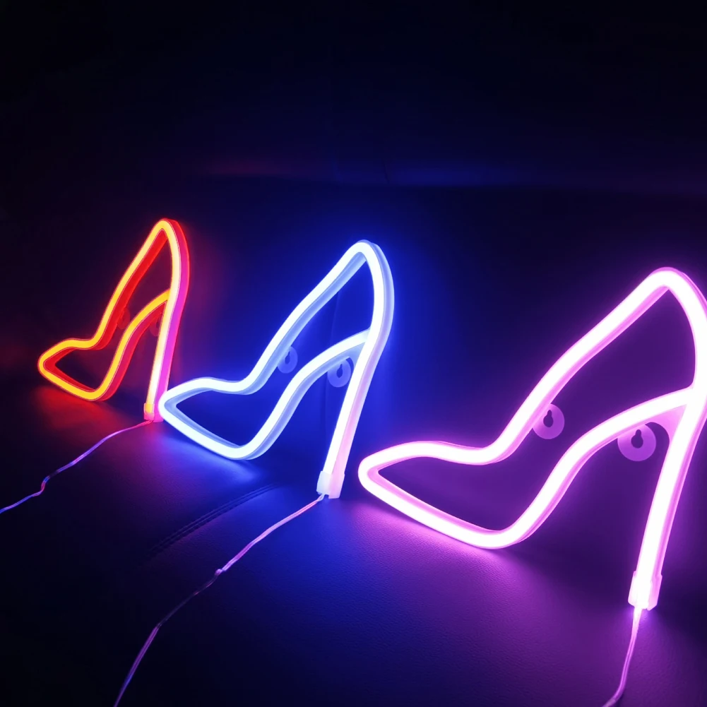 

Neon Light Signs High Heels USB Battery Dual Use Neon Sign Wall Decorarion LED Lamp Pink/Warm Color/Blue Wall Neon Light