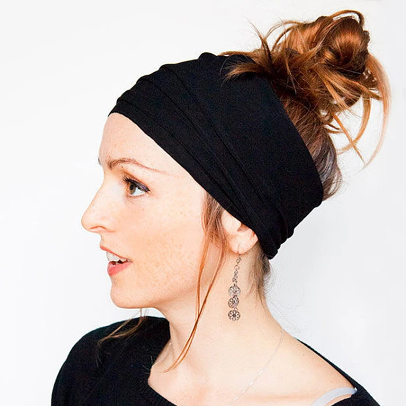 

Hair Accessories Fashion Women Solid Color Elastic Fold Wide Headband Hair Bands Lady's Cute College Style