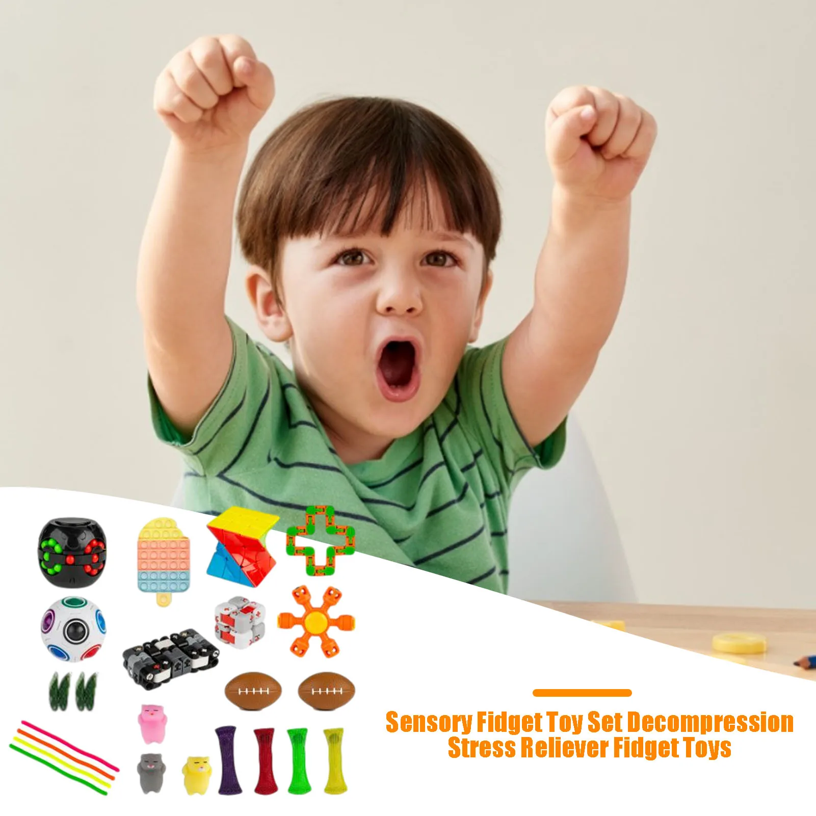 

21/24PCS Sensory Fidget Toy Set Decompression Stress Reliever Fidget Toys Push Bubble Stress Reliever Toys Gift For Kids Adults