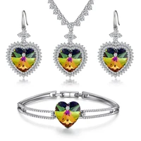 farlena wedding jewelry classic love heart necklace earrings and bracelet set austria crystalaaaa zircon bridal jewelry sets