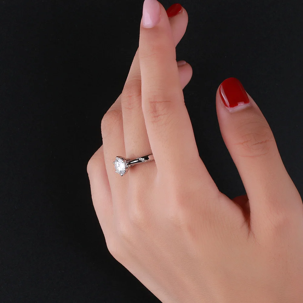 YDBS 14k белое золото 1ct лабораторные выращенные бриллианты муассаниты 6 зубцов