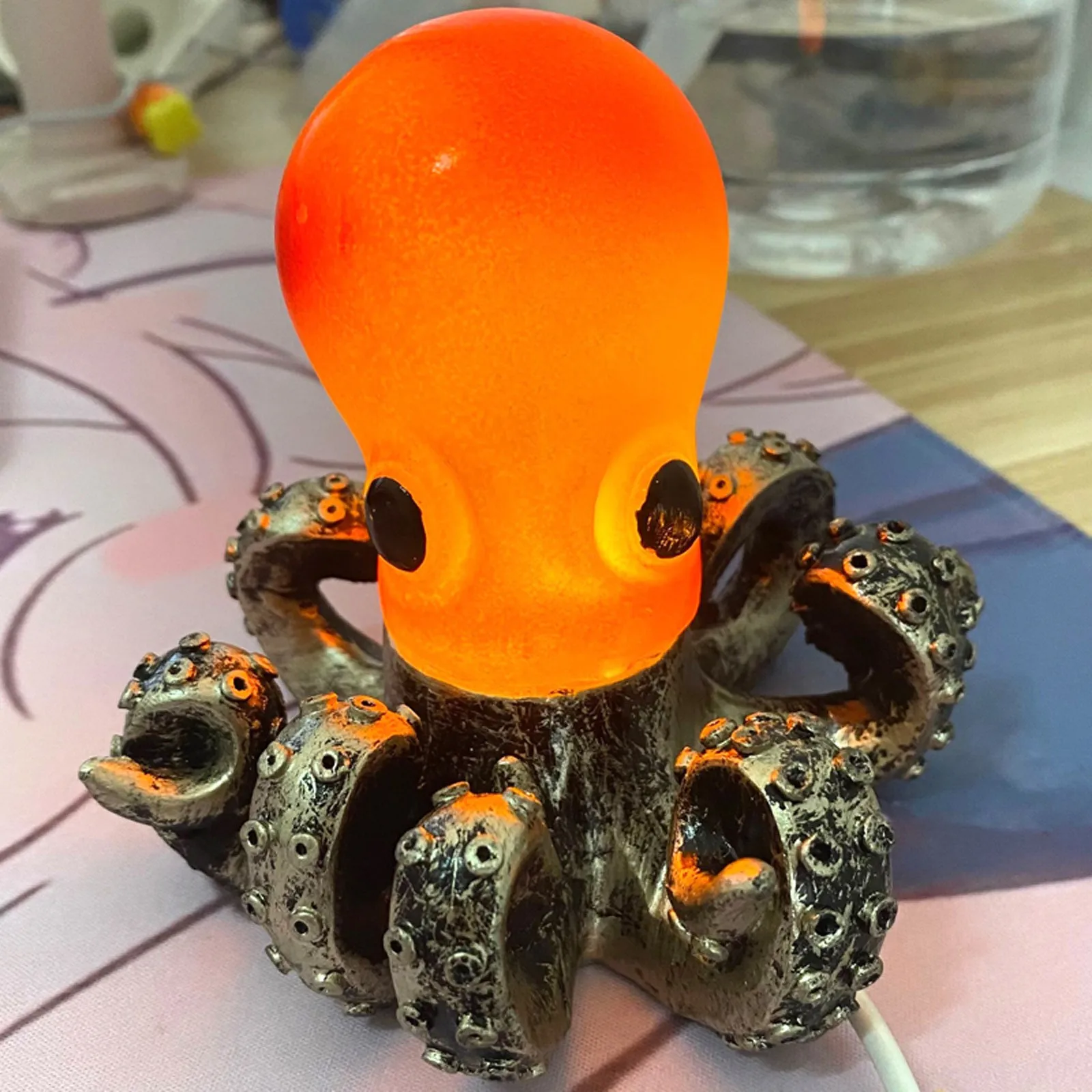 

Декоративная лампа из смолы Octopus USS, украшение с интерфейсом USB, миниатюрная Милая Фея, маленький и изысканный ночник, праздничный светильник