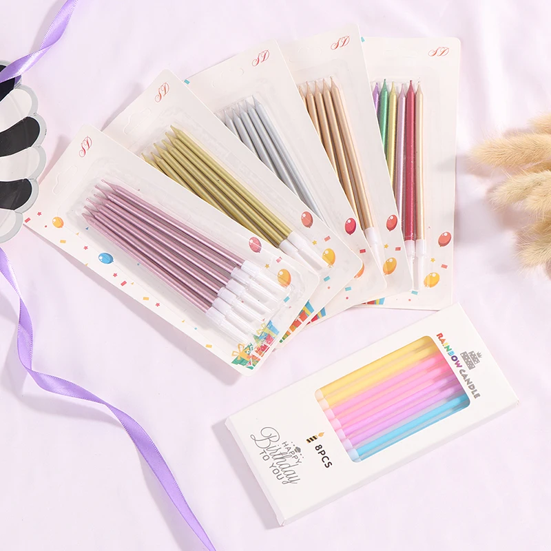 

6/10PCS golden long pencil cake candle safe flames kids birthday party wedding cake candle home decoration favor supplies