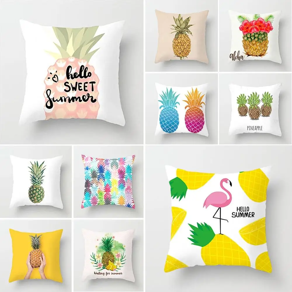 

Tropical Fruit Pineapple Colourful Square Plush Decorative Hug Pillow Case Cushion Cover 45x45 Cm Stylish Home Accessories