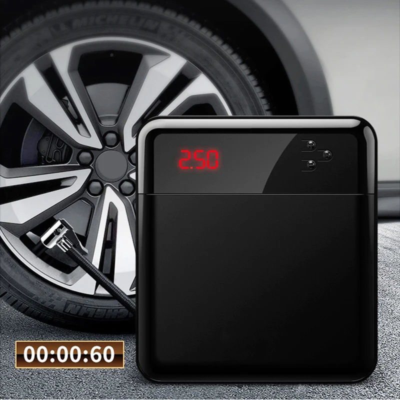 Автомобильный воздушный компрессор портативный насос для шин с цифровым