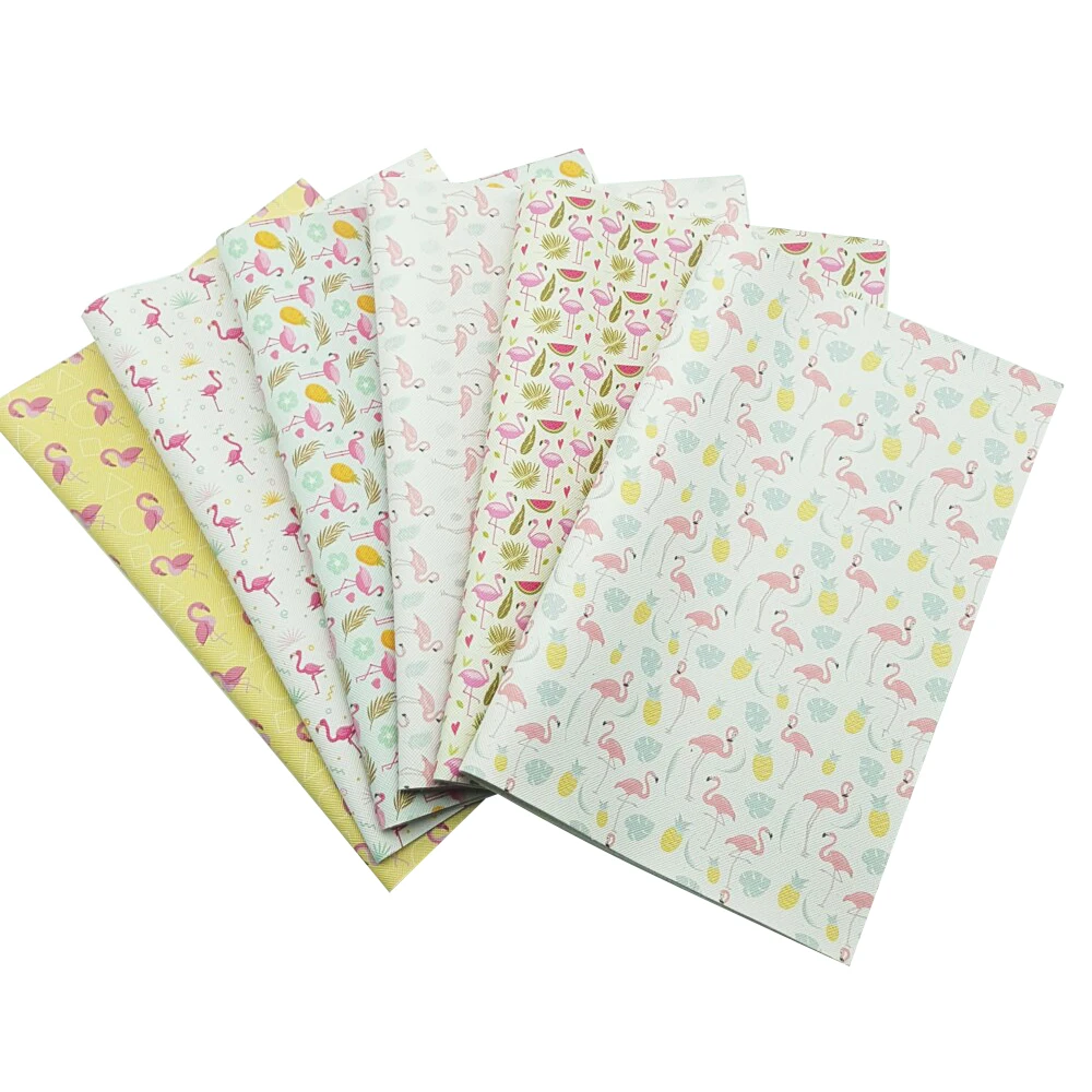 Кожаная ткань с принтом животных единорога фламинго 22*30 см A4|Синтетическая кожа| |