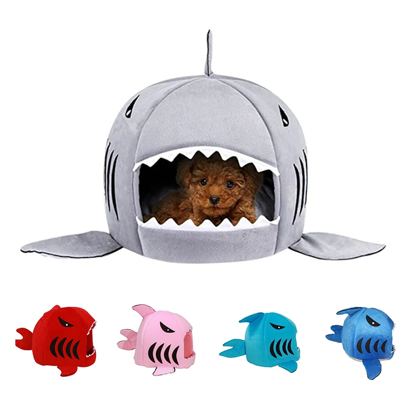 5 цветов кровать для собаки короткая плюшевая теплая питомца домик в форме акулы