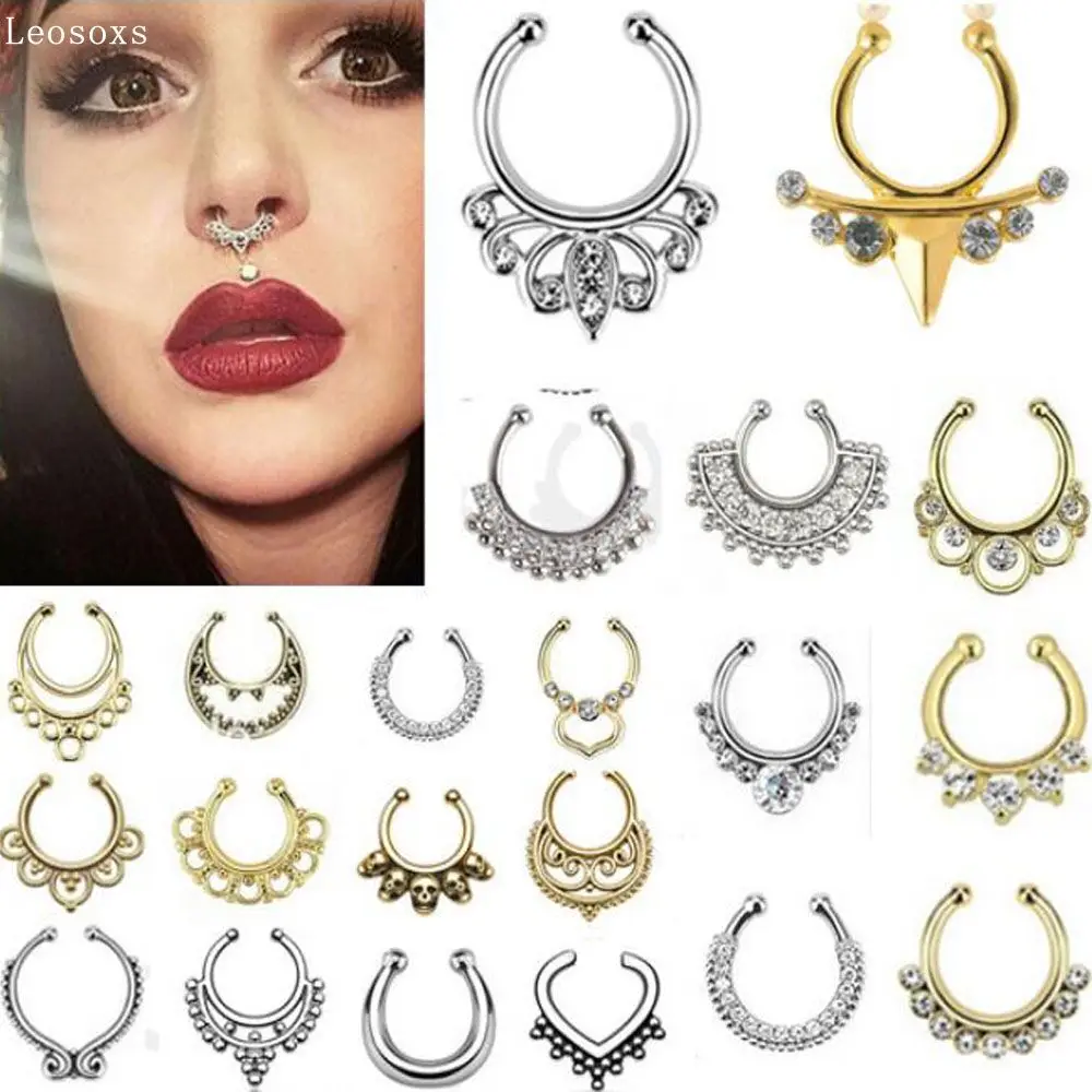 

Leosoxs European and American nose ring Titanium steel nose ring False nose ring C-bar nose nail puncture