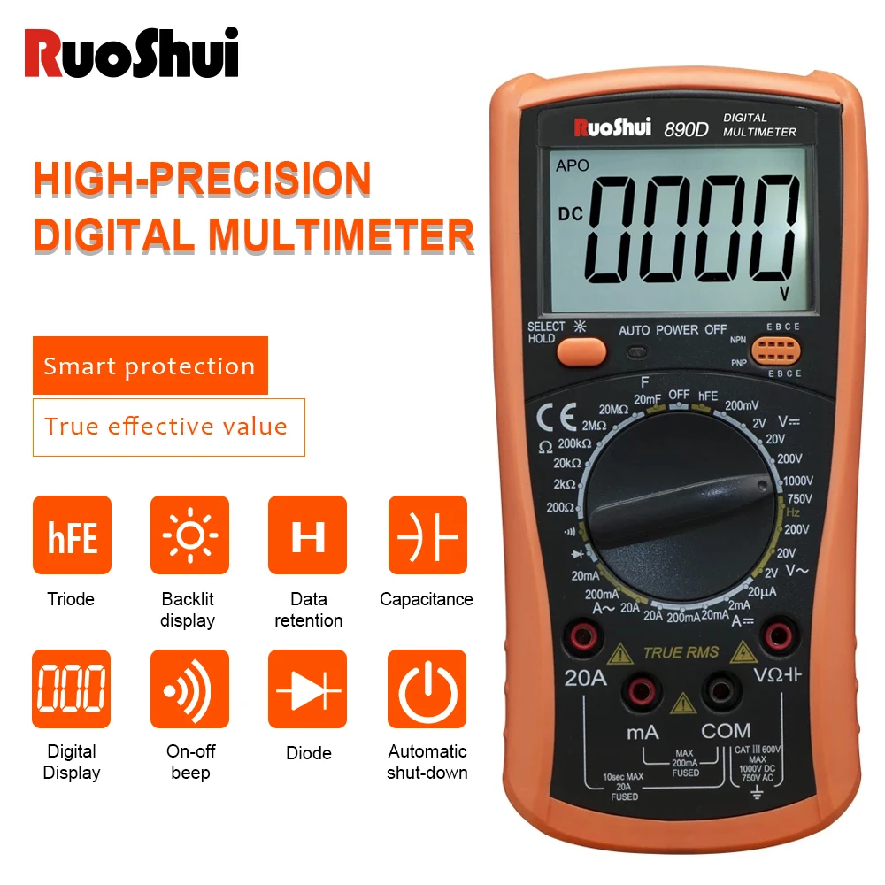 Цифровой мультиметр RuoShui 890D высокоточный цифровой дисплей с подсветкой