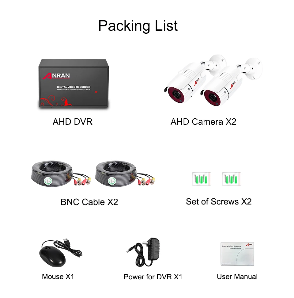 ANRAN AHD 4CH DVR CCTV комплект системы безопасности 1080P ИК ночного видения наружная AHD камера система аналоговая HD система видеонаблюдения