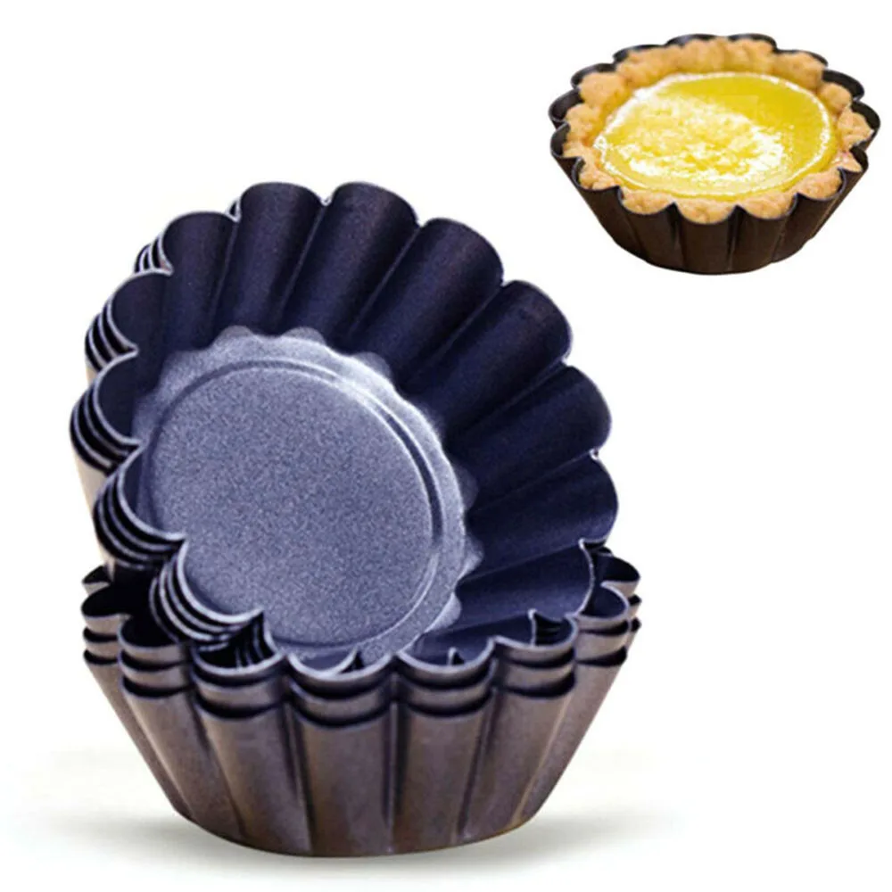 

DIY Egg Tart Mold Biscuits Non-stick Fruit pies Kitchen Restaurant 12Pcs