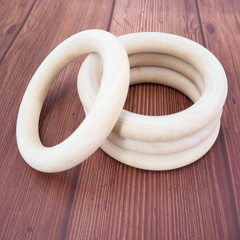 Chenkai 50pcs 10cm 4'' Nature Wood Teether Ring DIY Wooden infant Teething Ring baby pacifier chewing jewelry Toy 100mm 4 inch