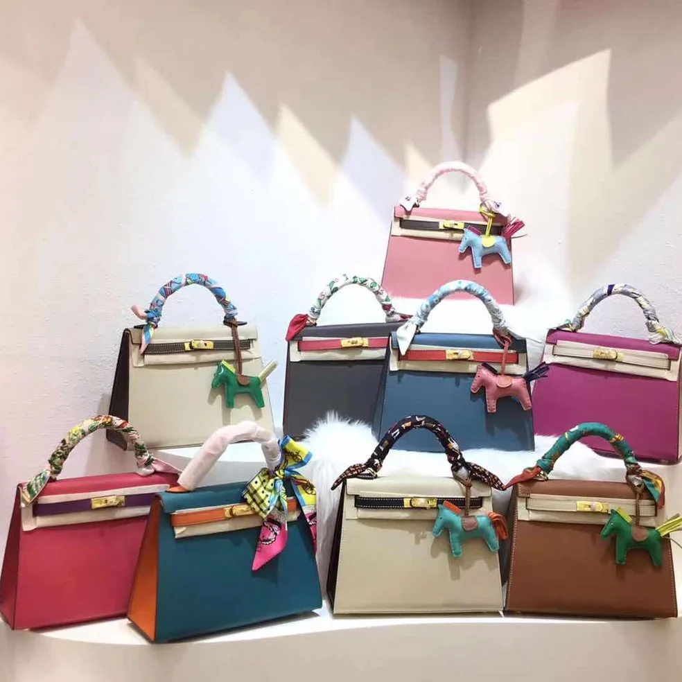 

Новая кожаная сумка второго поколения Kelly с подходящим цветным рисунком ладони, Сумка с золотой пряжкой на одно плечо, Диагональная Сумка, м...