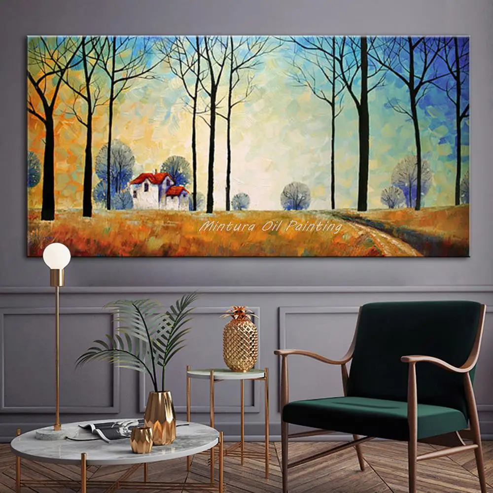 

Frameless Pictures Hand Painted Oil Painting Village Landscape Painting On Canvas Wall Picture For Living Room Decor Paintings