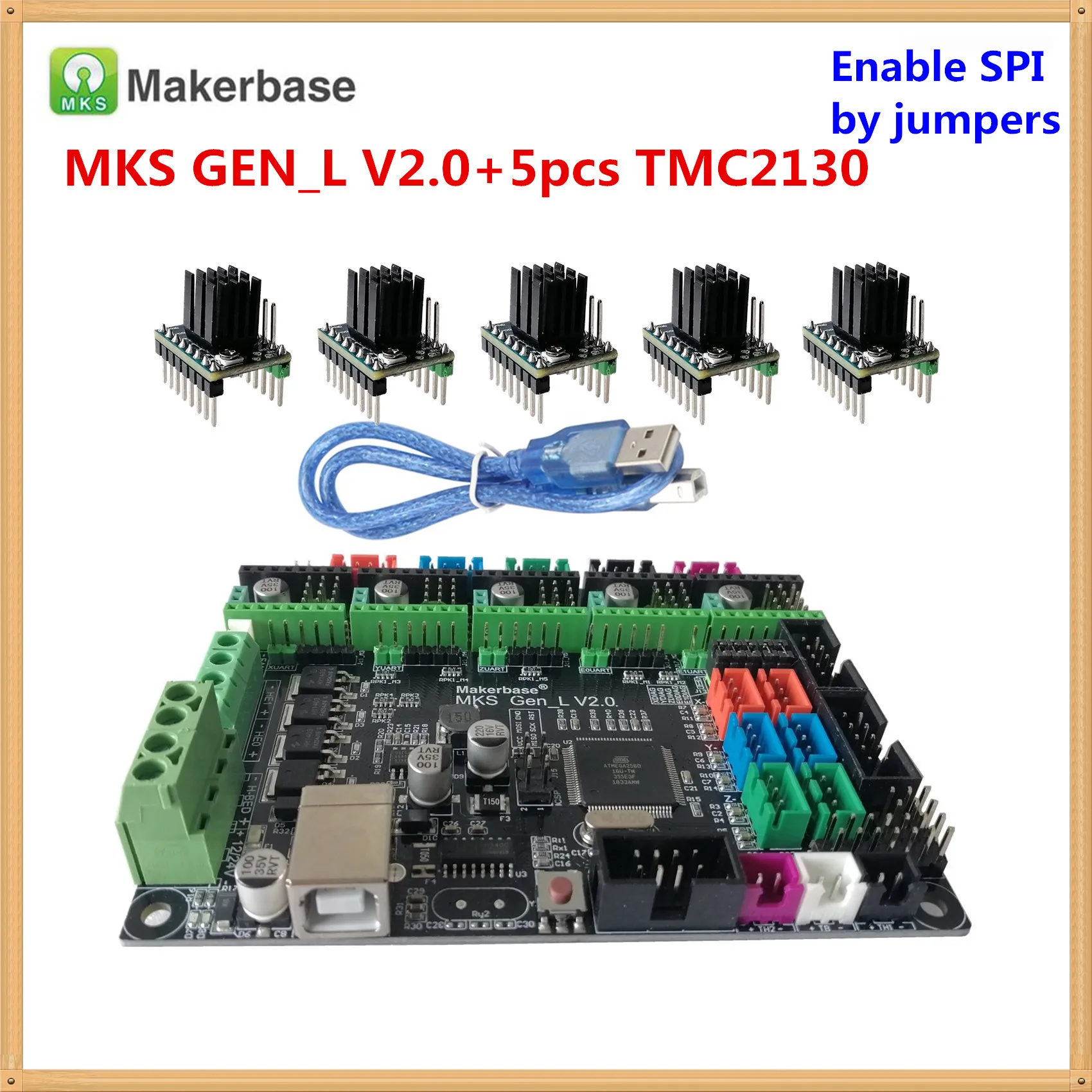 MKS GEN-L V2.0 материнская плата 3D принтер карта панель управления Поддержка a4988 DRV8825 TMC2209 TMC2208 LV8729 TMC2130 шаговый драйвер