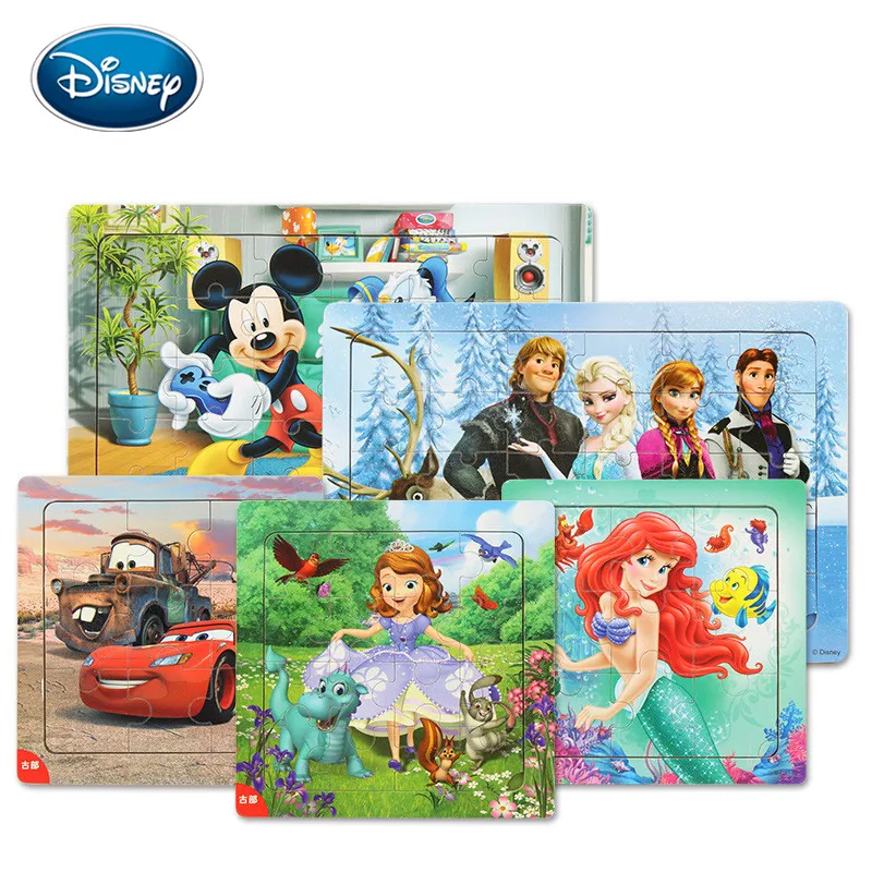 Деревянные головоломки disney 9 шт.+ 16 шт.+ 30 шт. Комбинированная деревянная рамка головоломка с рисунками детская головоломка