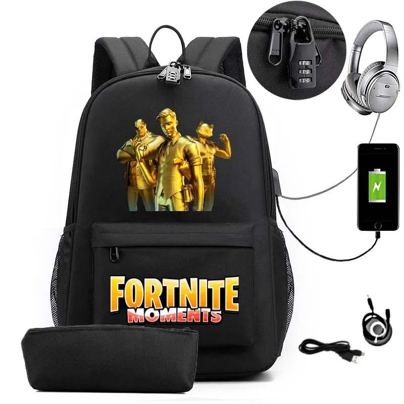 Рюкзак FORTNITE с USB зарядкой для игр комплект из 2 предметов женщин и мужчин сумка