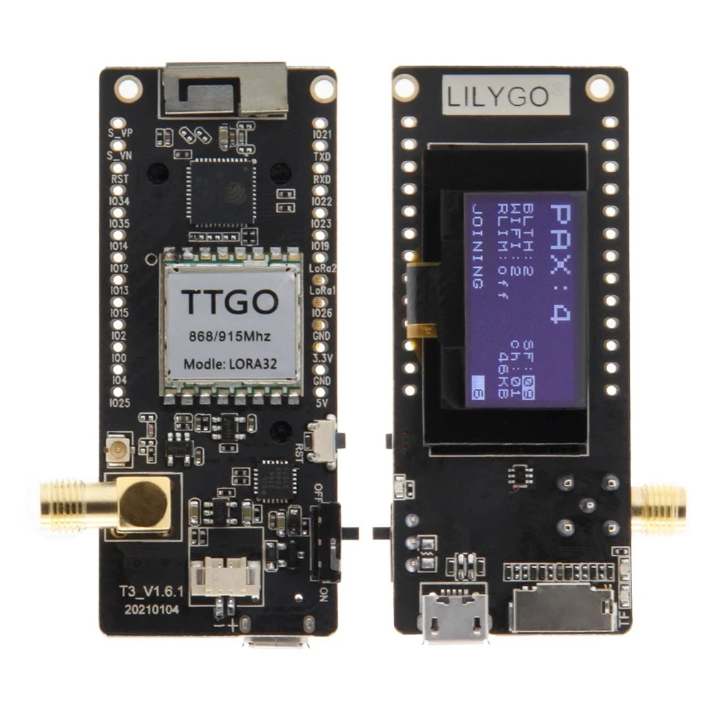 

LILYGO® TTGO ESP32-Paxcounter LoRa32 V2.1 1.6.1 Version 433/868/915MHZ LoRa ESP-32 OLED 0.96 Inch SD Card Bluetooth WIFI Module