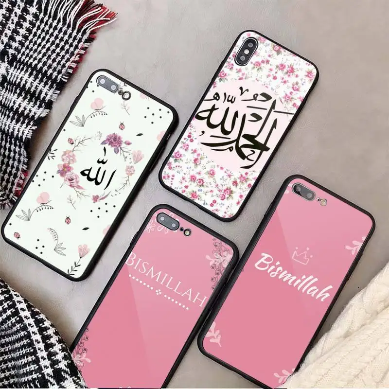 

Islamic Muslim Bismillah Phone Case Tempered glass For iphone 6 7 8 plus X XS XR 11 12 13 PRO MAX mini