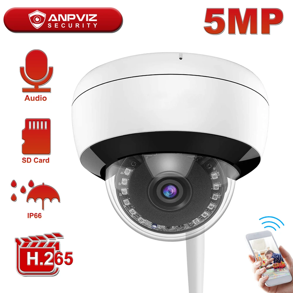 IP камера Anpviz 5 МП Wi Fi 30 м ИК Onvif IP66|Камеры видеонаблюдения| |