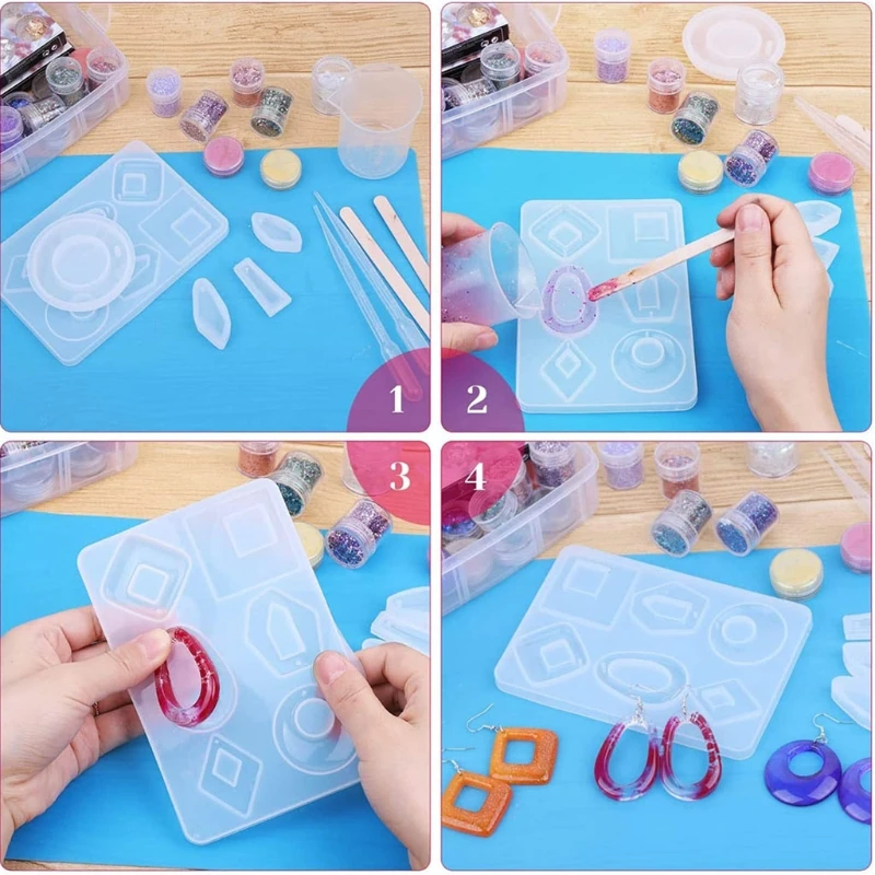 

Handmade Silicone Earrings Mold Necklace Earring Pendant Resin Molds Drop Dangle Resin Earring Mold Jewelry Making Tools