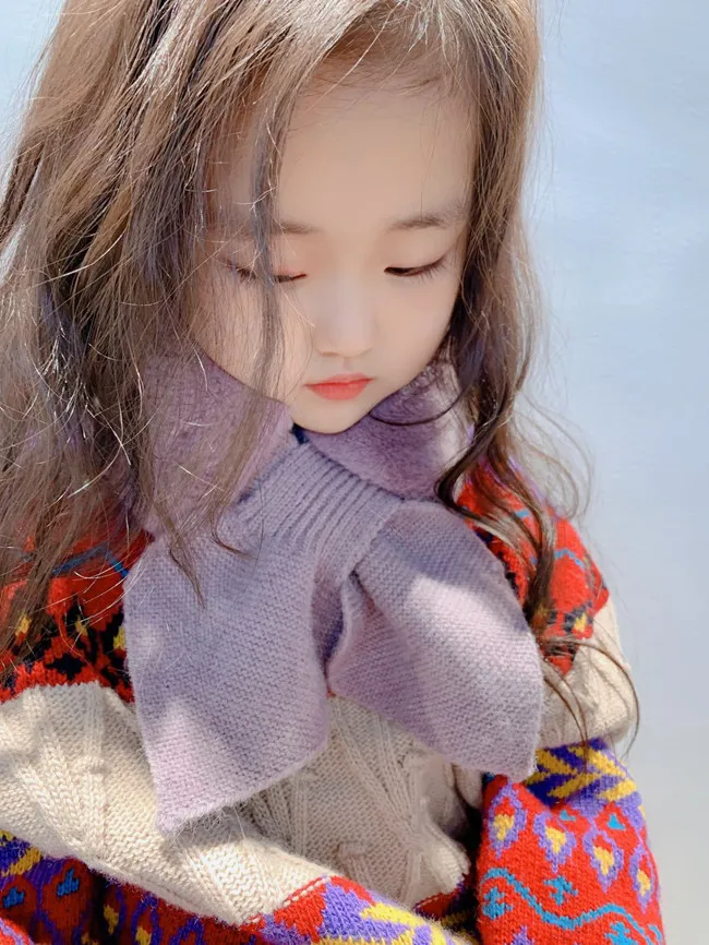 Модный детский шарф для девочек 2021 Теплый Зимний вязаный плюшевый меховой