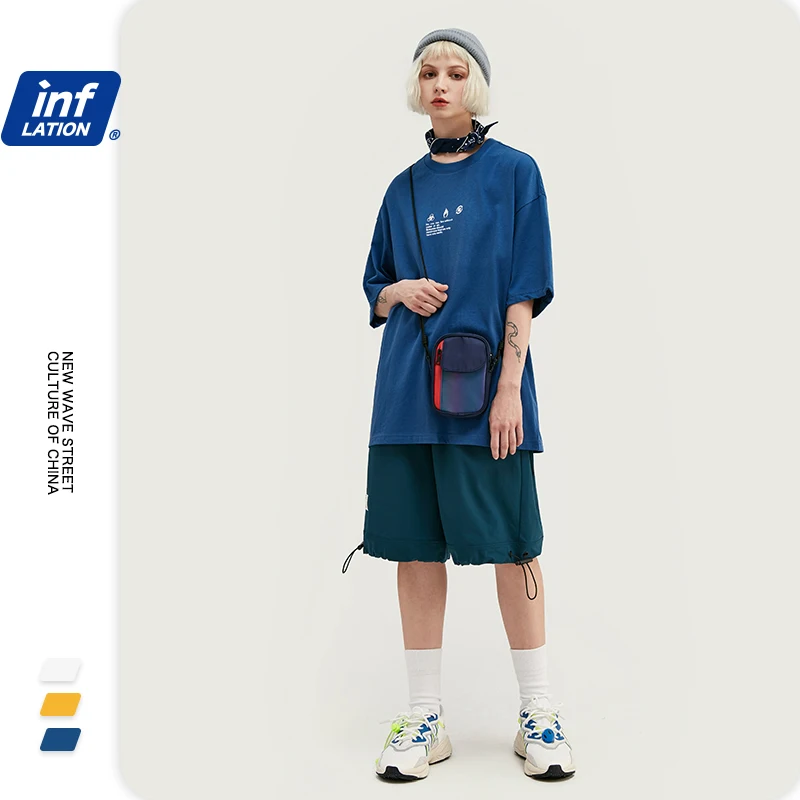 Мужская футболка с коротким рукавом INFLATION повседневная хлопковая в стиле хип хоп