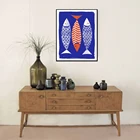 Настенная картина в скандинавском стиле, Современный художественный настенный постер цвета индиго с шелкографией для кухни, украшение для дома