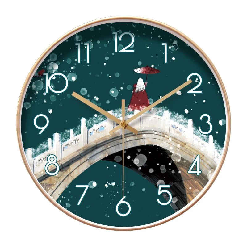 

Round Creative Mute Modern Design Large Wall Clock Clocks for Home Kitchen Living Room Decor Battery Operated Silent